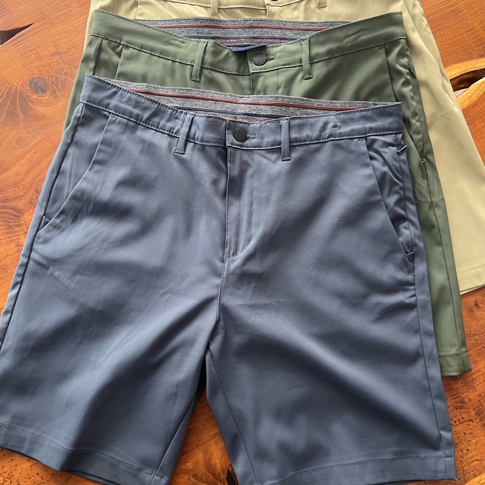 3 pairs of Jachs performance  9” tech shorts size 34